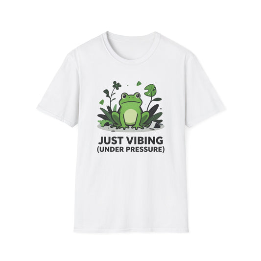 Just Vibing Under Pressure graphic t-shirt mockup