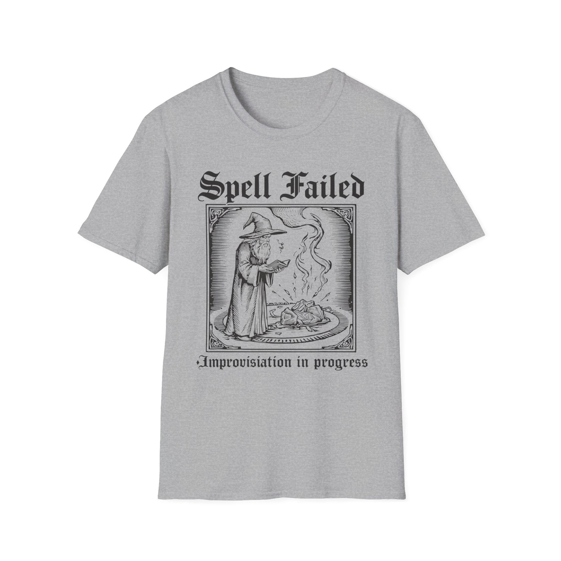 Spell Failed Improvisation in Progress graphic t-shirt mockup