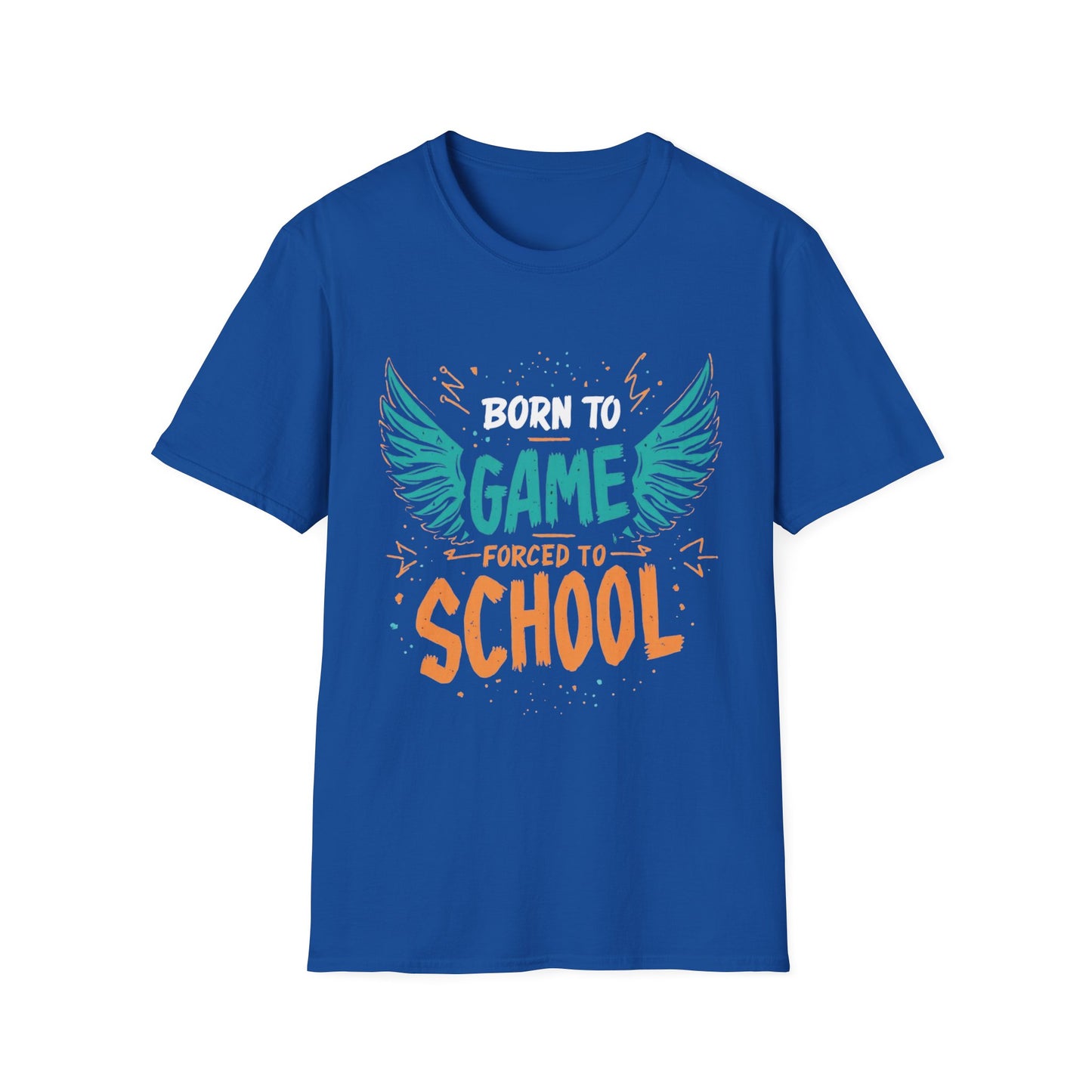 Born to Game Forced to School graphic t-shirt mockup