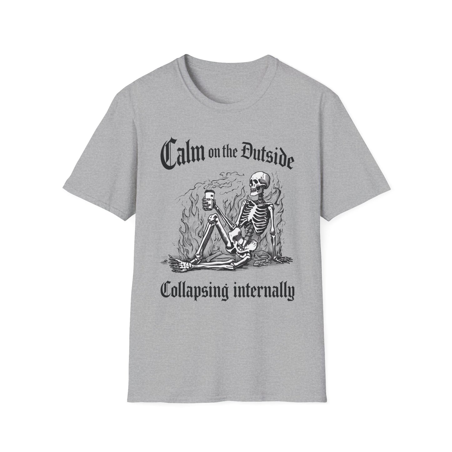 Calm Outside, Collapsing Internally - Burning graphic t-shirt mockup
