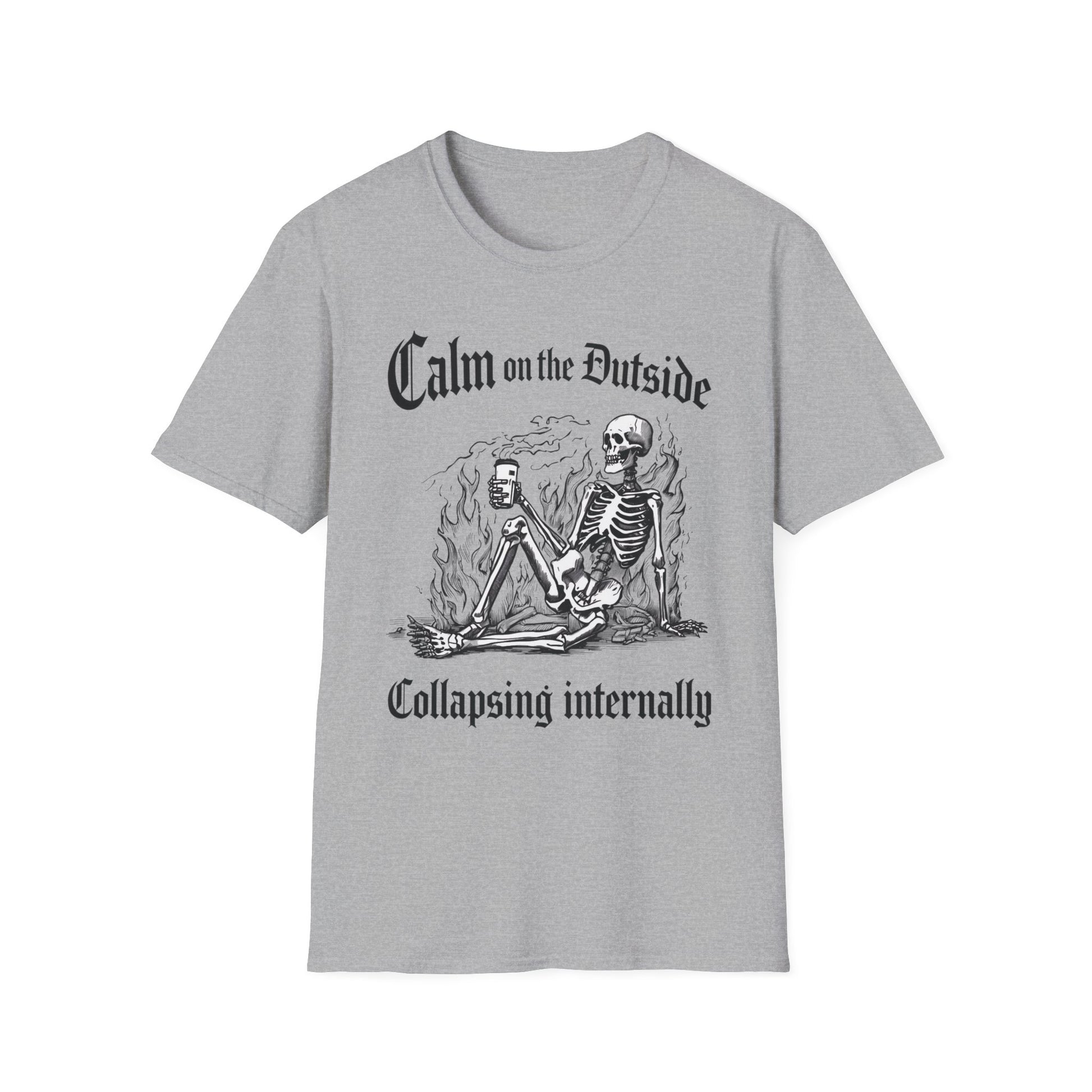 Calm Outside, Collapsing Internally - Burning graphic t-shirt mockup