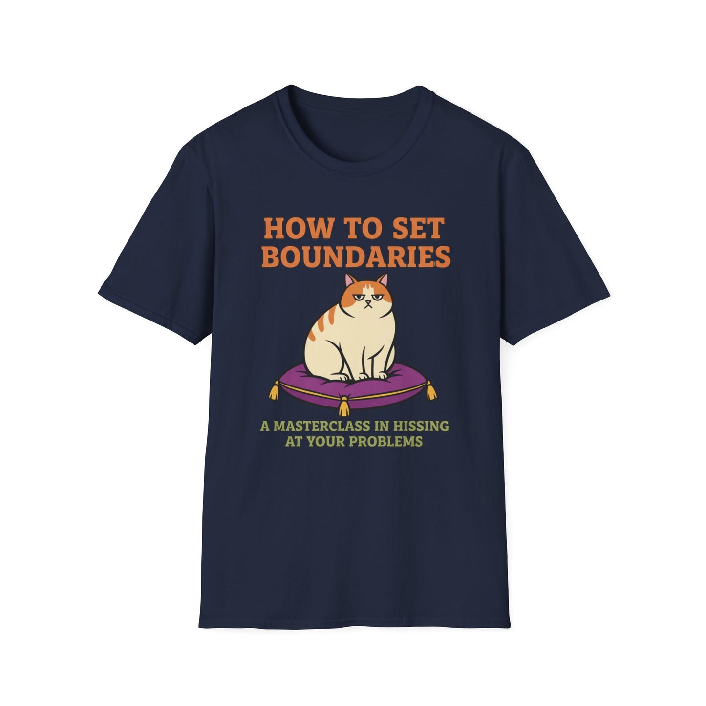 How to Set Boundaries: Hiss at Problems graphic t-shirt mockup
