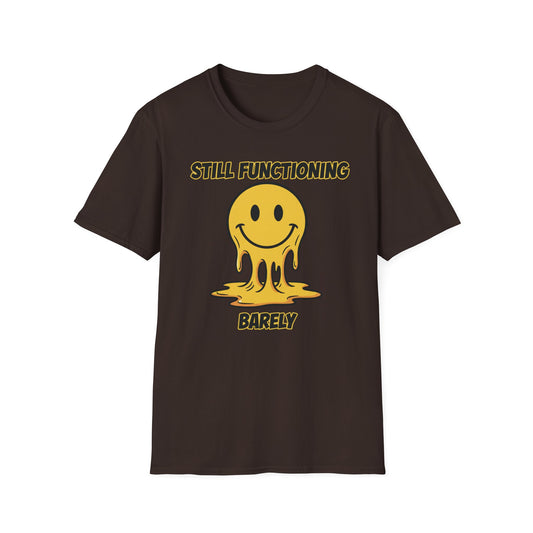 Still Functioning, Barely graphic t-shirt mockup