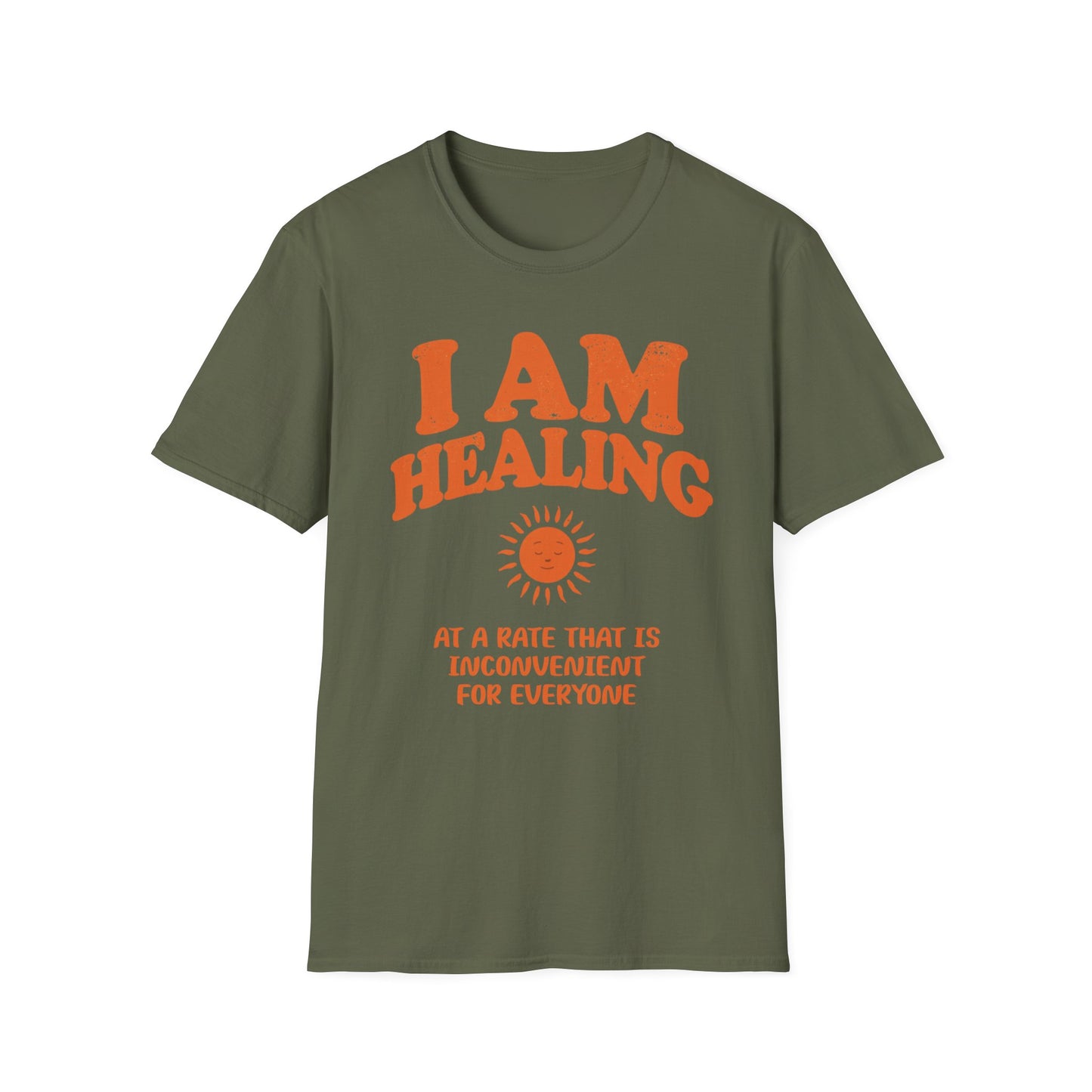 Healing at an Inconvenient Rate graphic t-shirt mockup