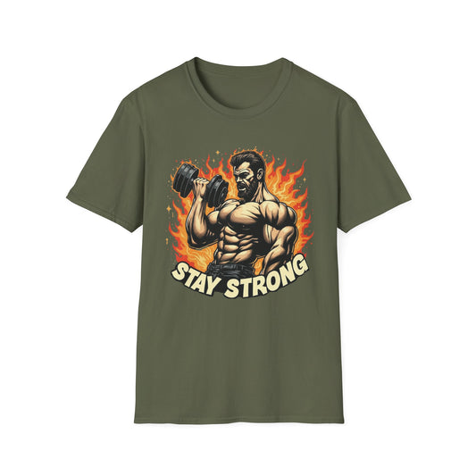 Stay Strong - Flame Cat graphic t-shirt mockup
