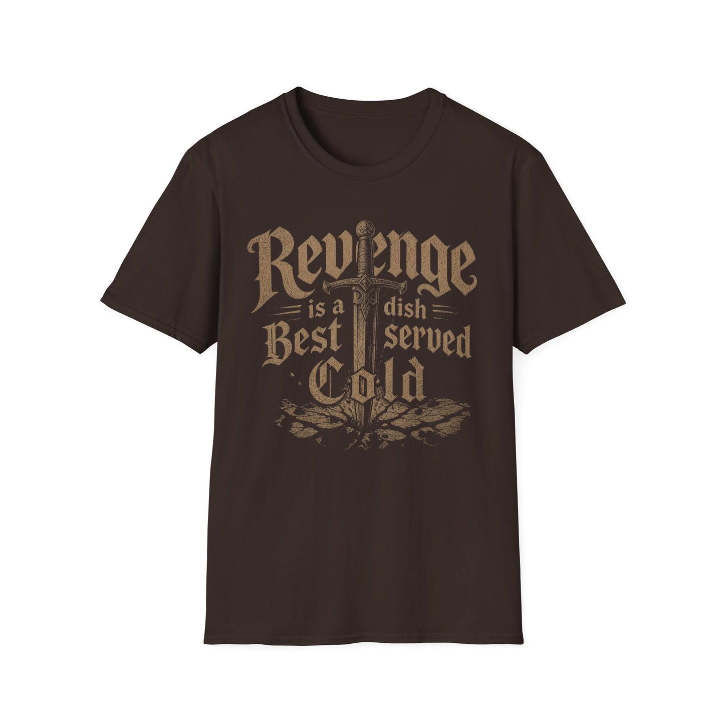 Revenge Is a Dish Best Served Cold - Vintage Gothic graphic t-shirt mockup