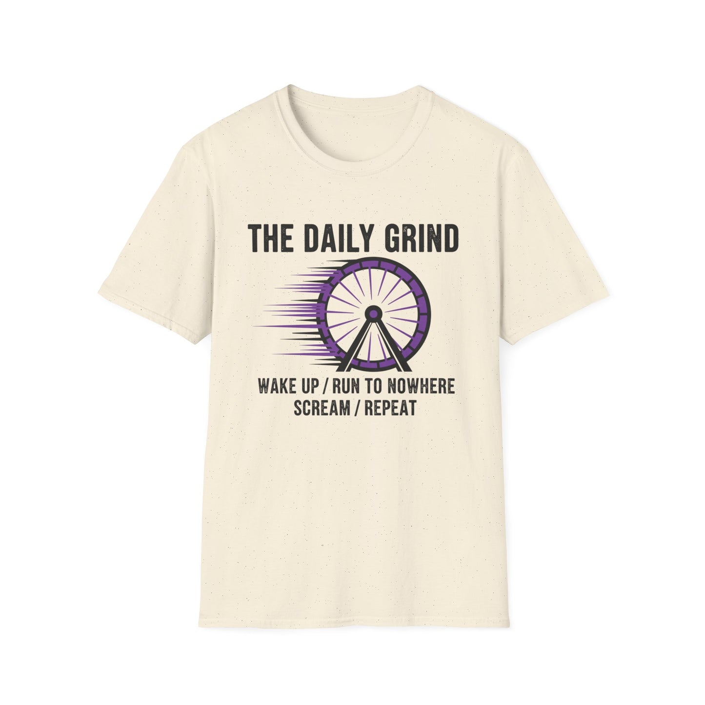The Daily Grind: Wake, Scream, Repeat graphic t-shirt mockup