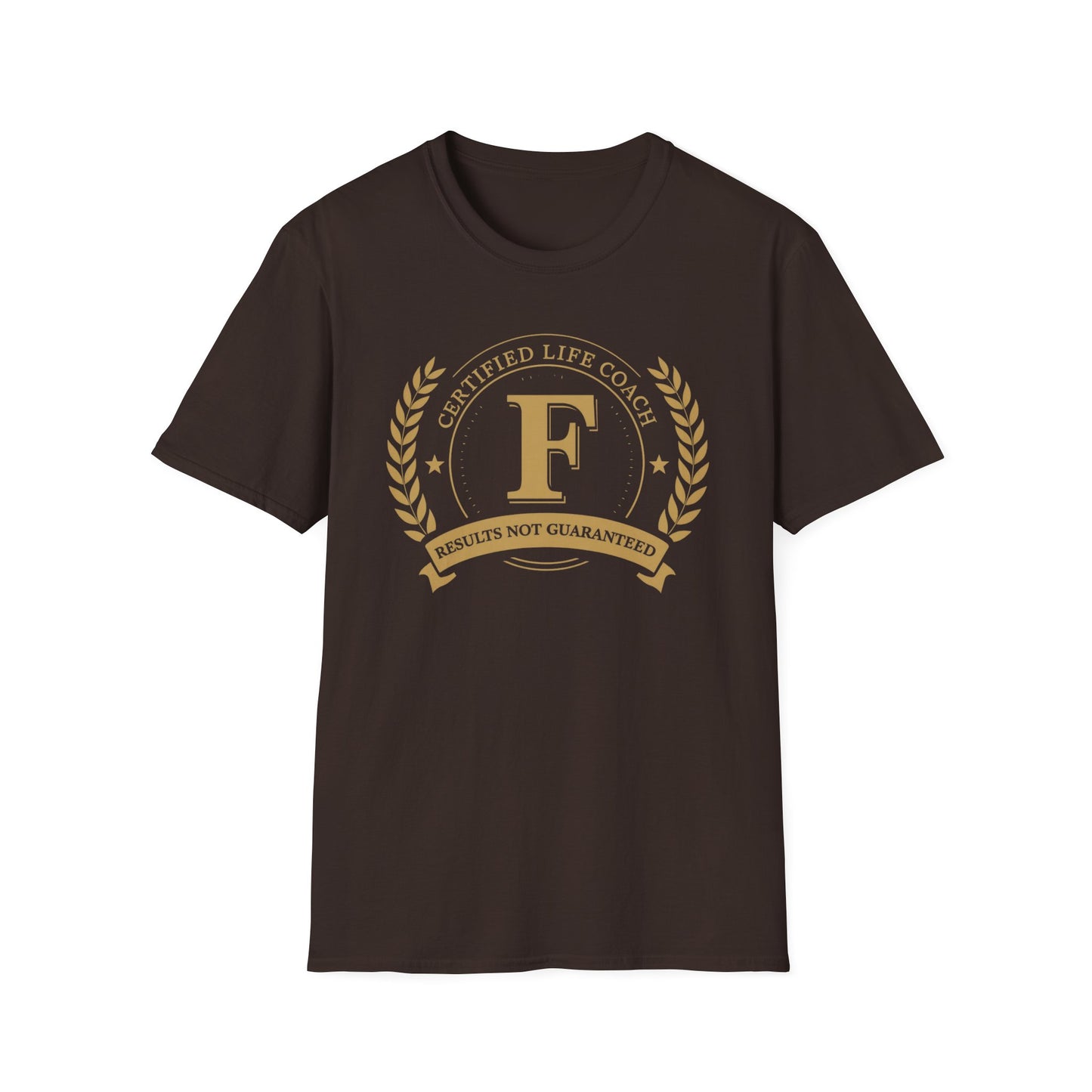 Certified Life Coach: Results Not Guaranteed graphic t-shirt mockup