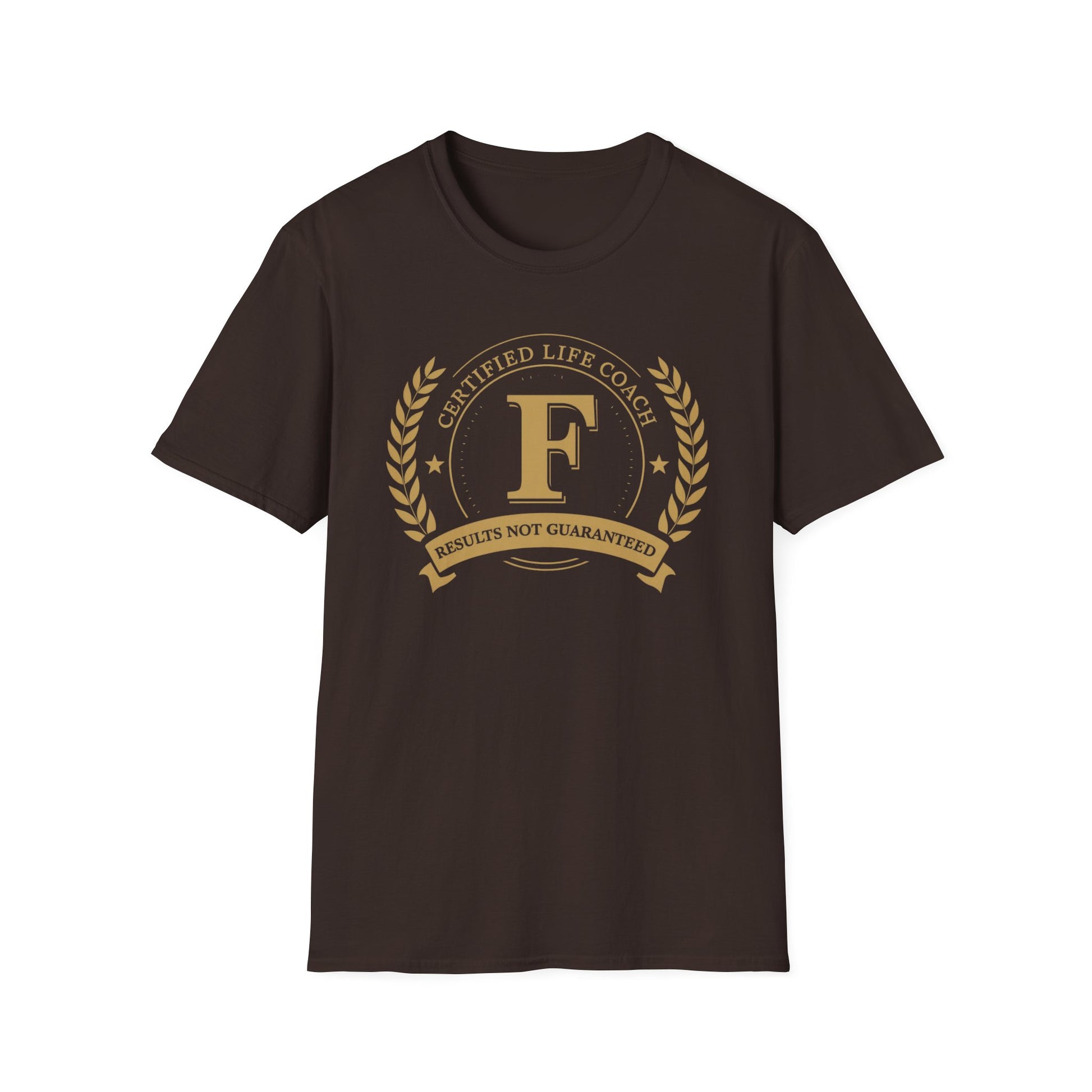 Certified Life Coach: Results Not Guaranteed graphic t-shirt mockup