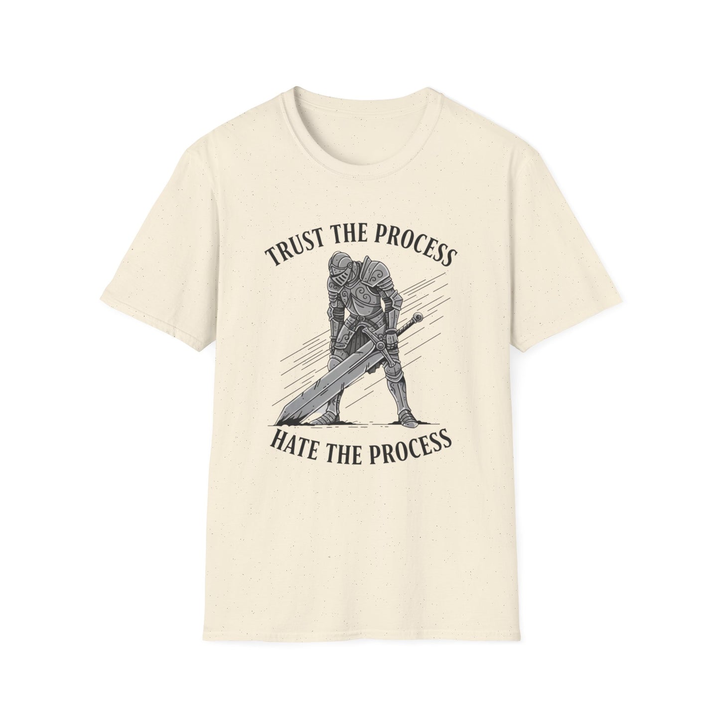 Trust the Process, Hate the Process graphic t-shirt mockup