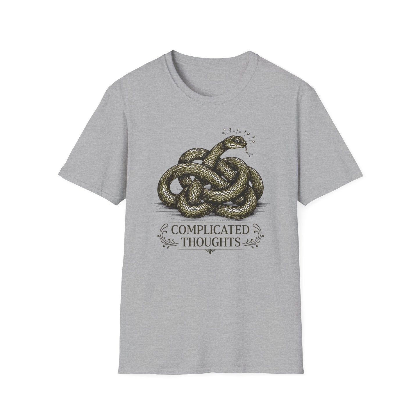 Complicated Thoughts graphic t-shirt mockup
