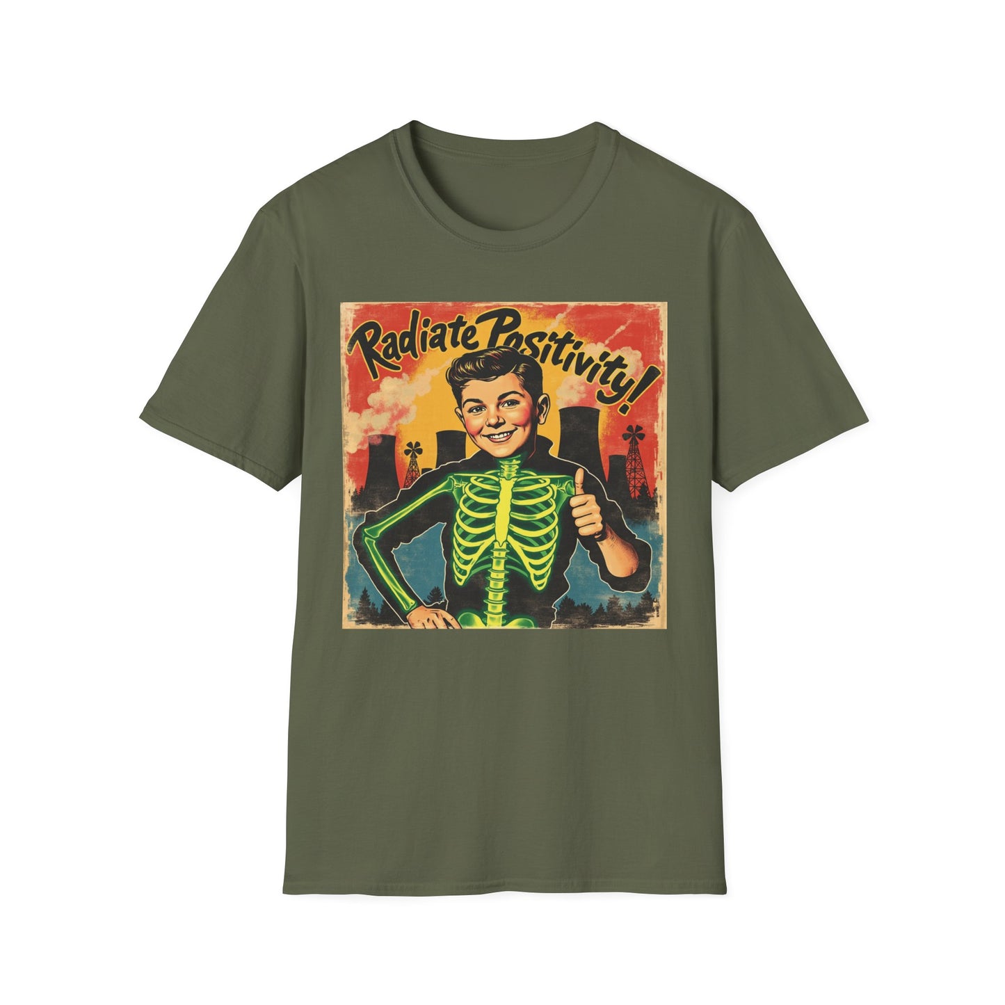 Radiating Positivity - Skeleton Edition graphic t-shirt mockup