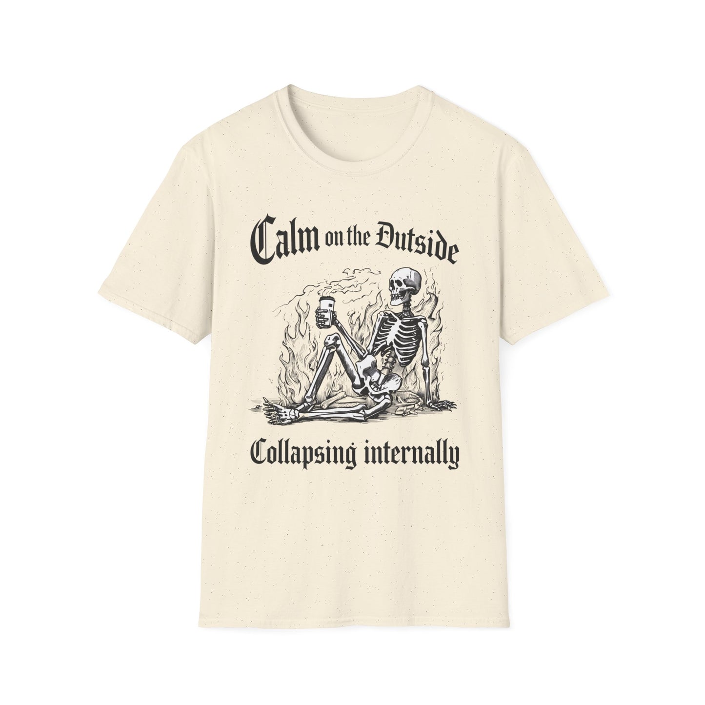 Calm Outside, Collapsing Internally - Burning graphic t-shirt mockup