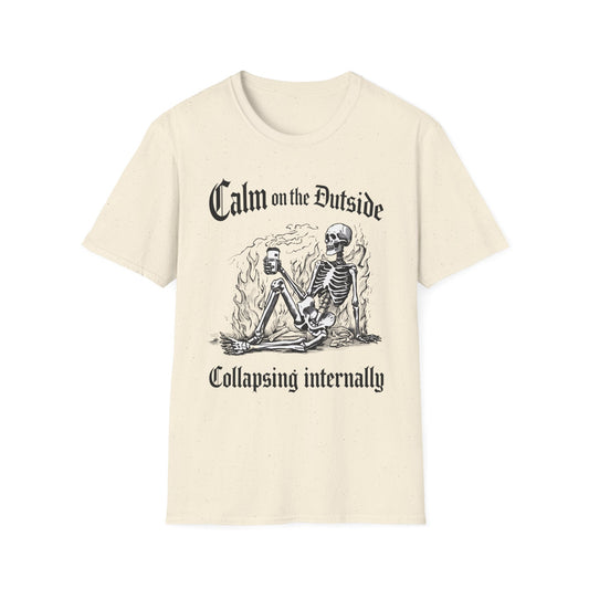 Calm Outside, Collapsing Internally - Burning graphic t-shirt mockup