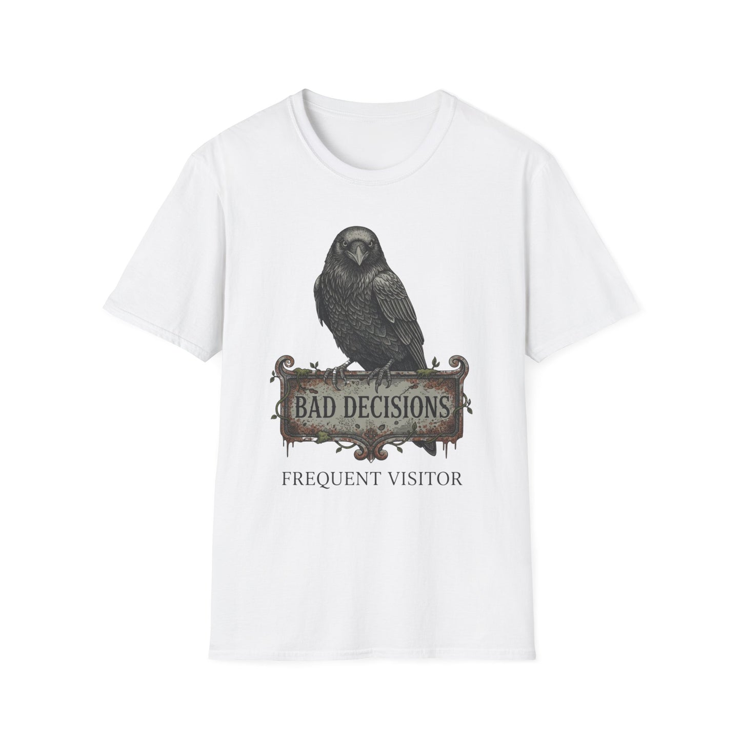 Bad Decisions: Frequent Visitor graphic t-shirt mockup